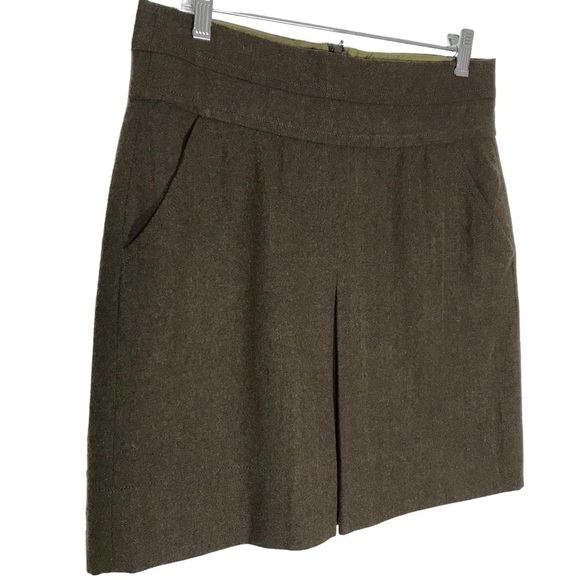 Vintage Fossil Brown Wool Blend Mini Skirt with Pockets Size 6 - Picture 1 of 15